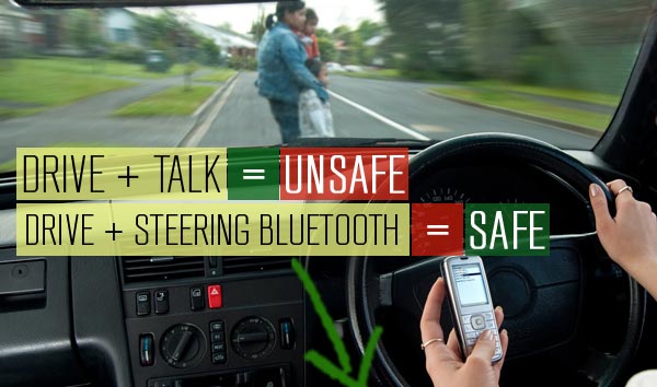 Drive + Talk = Unsafe, Drive + Steering Bluetooth = Safe